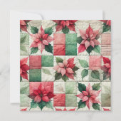 Bedrukbaar aquarel patchwork poinsettia papier kaart (Voorkant)