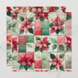 Bedrukbaar aquarel patchwork poinsettia papier kaart