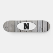Bedrukt Grunge Houtnerf Monogram Persoonlijk Skateboard (Horizontaal)