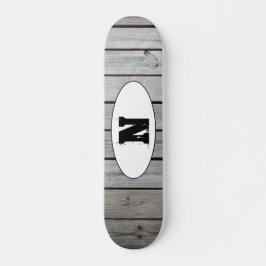 Bedrukt Grunge Houtnerf Monogram Persoonlijk Skateboard