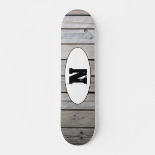 Bedrukt Grunge Houtnerf Monogram Persoonlijk Skateboard