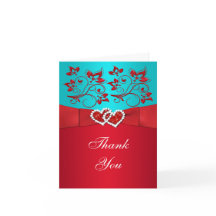 BEDRUKT LINT Aqua witte rode bloem Dank u