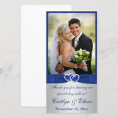 BEDRUKT LINT blauw, zilveren bruiloft fotokaart Bedankkaart (Voorkant / Achterkant)