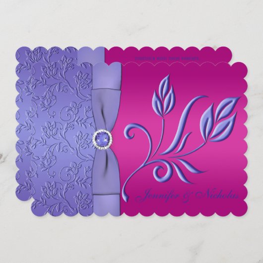 BEDRUKT LINT Fuchsia, maagdenpalm bloemenbruiloft Kaart (Voorkant / Achterkant)