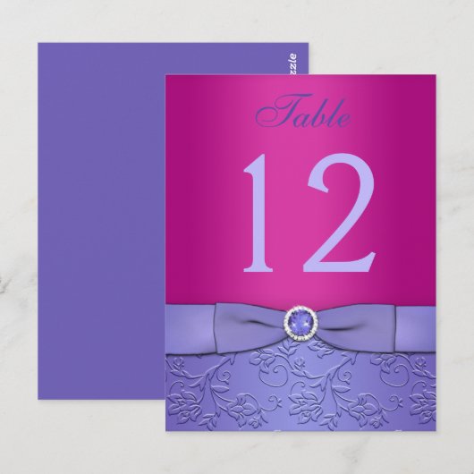 BEDRUKT LINT Fuchsia, Paarse tafelnummer Kaart (Voorkant / Achterkant)