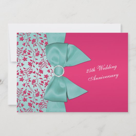 BEDRUKT LINT Fuschia, groen 25e Jubileum Kaart (Voorkant)