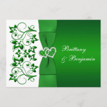 BEDRUKT LINT Groen, Wit Bloemen Bruiloft Uitnodige