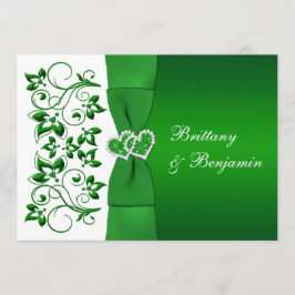 BEDRUKT LINT Groen, Wit Bloemen Bruiloft Uitnodige Kaart
