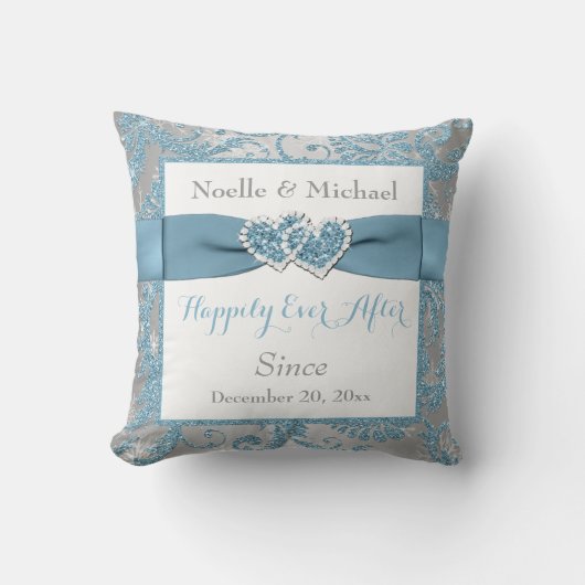 BEDRUKT LINT/JUWELEN Winter Wonderland Bruiloft Kussen (Voorkant)