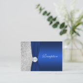 BEDRUKT LINT Navy Silver Damask Enclosure Kaart (Staand voorkant)