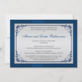 BEDRUKT LINT Navy Silver Floral 25e Jubileum Kaart (Achterkant)