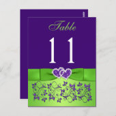 BEDRUKT LINT Paarse, Groene Tafelnummer Briefkaart (Voorkant / Achterkant)