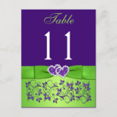 BEDRUKT LINT Paarse, Groene Tafelnummer Briefkaart (Voorkant)