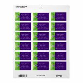 BEDRUKT LINT Paarse, Groene trouwadreslabel Etiket (Full Sheet)