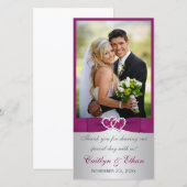 BEDRUKT LINT Paarse, Zilveren bruiloft fotokaart Bedankkaart (Voorkant / Achterkant)