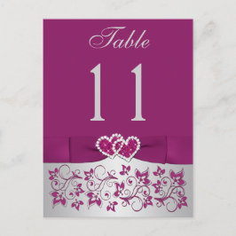 BEDRUKT LINT Paarse Zilveren Tafelnummer Briefkaar