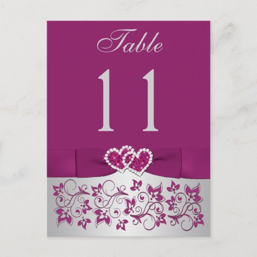 BEDRUKT LINT Paarse Zilveren Tafelnummer Briefkaar (Voorkant)