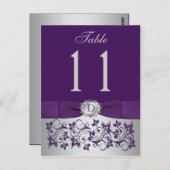 BEDRUKT LINT Paarse Zilveren Tafelnummer Briefkaar (Voorkant / Achterkant)