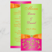 BEDRUKT LINT Roze Sinaasappel Limoen Bloemen Menu  (Voorkant / Achterkant)