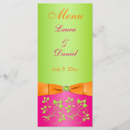 BEDRUKT LINT Roze Sinaasappel Limoen Bloemen Menu 