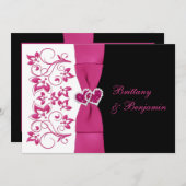 BEDRUKT LINT roze, wit, zwart bruiloft uitnodigen Kaart (Voorkant / Achterkant)