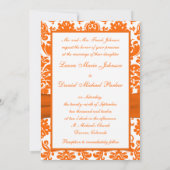 BEDRUKT LINT WIT, Sinaasappel Damask bruiloft uitn Kaart (Achterkant)