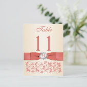 BEDRUKT LINTKORAAL, Champagne Tafelnummer (Staand voorkant)