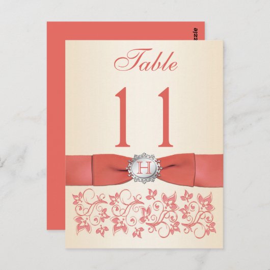 BEDRUKT LINTKORAAL, Champagne Tafelnummer (Voorkant / Achterkant)