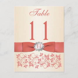 BEDRUKT LINTKORAAL, Champagne Tafelnummer