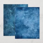 Bedrukt Schrootpapier Met Distressed Inkt Blauw Kaart (Voorkant / Achterkant)