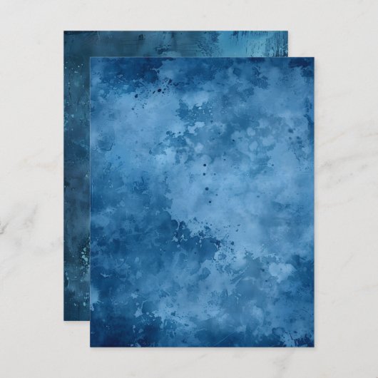 Bedrukt Schrootpapier Met Distressed Inkt Blauw Kaart (Voorkant / Achterkant)