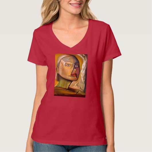 Bedrukt V-hals T-shirt (Voorkant)