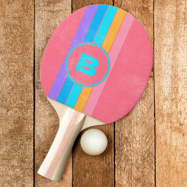 Bedrukte 80s Neon Zonsopgang Gestreepte met Initia Tafeltennisbatje