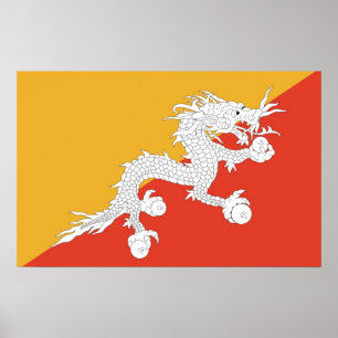 Bedrukte afdruk met vlag van Bhutan Poster