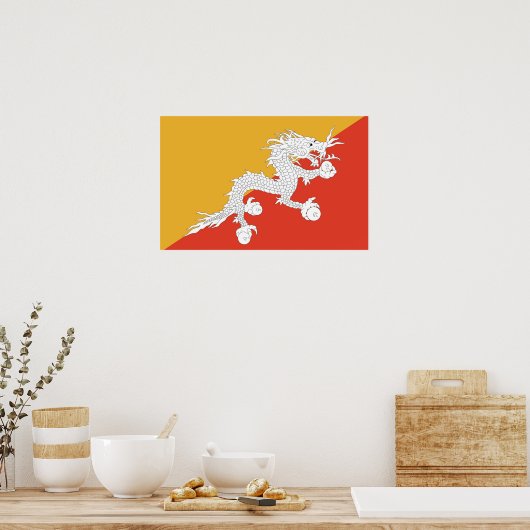 Bedrukte afdruk met vlag van Bhutan Poster (Keuken)