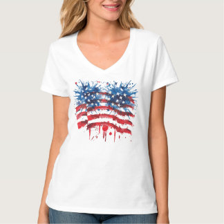 Bedrukte Amerikaanse Vlag Christelijke Schrift T-s T-shirt