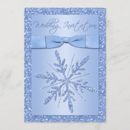 BEDRUKTE BOW Ice Blue Sneeuwvlokken Bruiloft Uitno Kaart