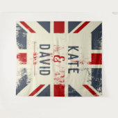 Bedrukte Britse vlag met namen van het stel trouwc Wandkleed (Voorkant (horizontaal))