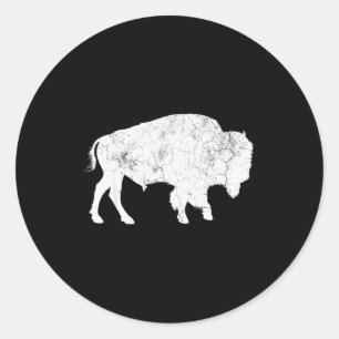 Bedrukte Buffalo Retro Bison Dierenliefhebber Shir Ronde Sticker