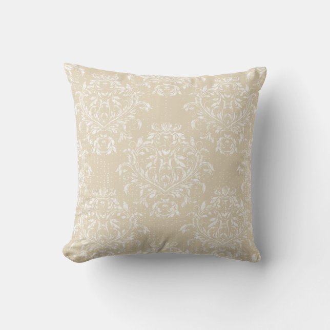 Bedrukte Damast / Jacquard Worp Kussen - Tan (Voorkant)