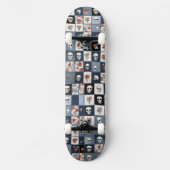 Bedrukte Denim Patchwork Schedels Bloemen Persoonlijk Skateboard (Voorkant)