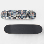 Bedrukte Denim Patchwork Schedels Bloemen Persoonlijk Skateboard (Horizontaal)