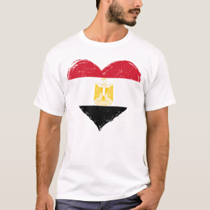Bedrukte Egyptische Vlag Hart Heren Wit T-shirt