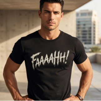 Bedrukte 'FAAAAHH!' Grafische zwarte basic T-shirt