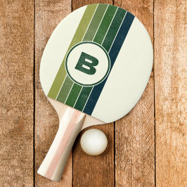 Bedrukte groene retro vijf gestreept met initiaal tafeltennisbatje