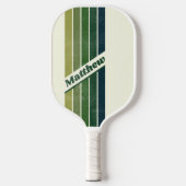Bedrukte Groene Retro vijf Gestreepte met Naam Pickleball Paddle (Voorkant)