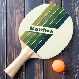 Bedrukte Groene Retro vijf Gestreepte met Naam Tafeltennisbatje