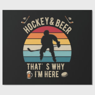 Bedrukte Hockey en Bier Pun Hockey Cadeaupapier