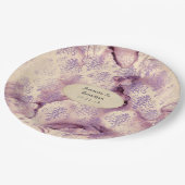 Bedrukte Lavendel Damast Bruiloft Papieren Bordje (Gekanteld)