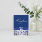 BEDRUKTE LINT blauw, zilveren bloemenkap Kaart (Staand voorkant)